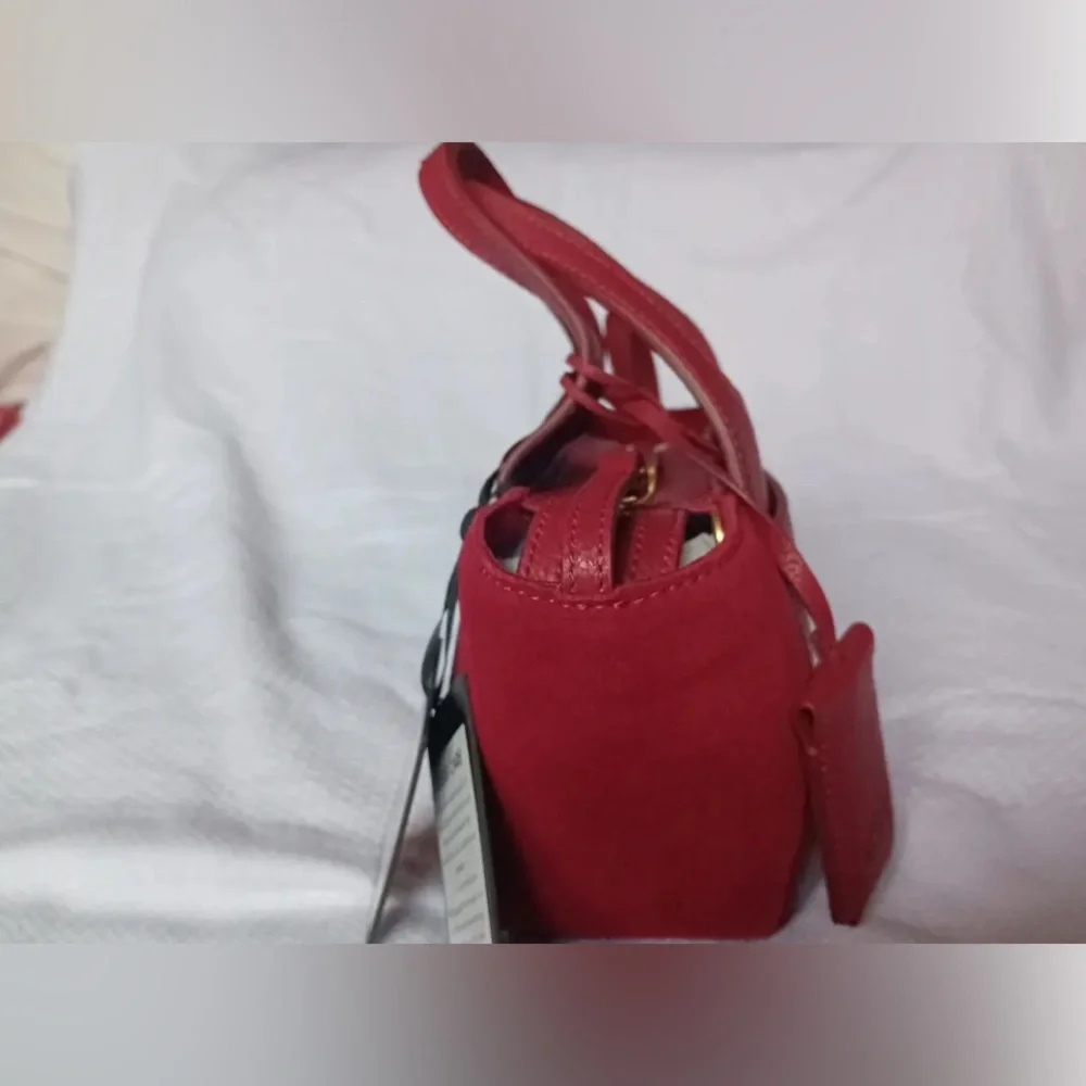 DKNY Carnelian Red Leather‎ Suede Satchel Crossbody Bag KZD13S83 New